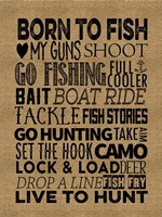 Fishing Hunting Burlap Fine Art Print