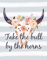 Bull Skull on Stripes III Fine Art Print