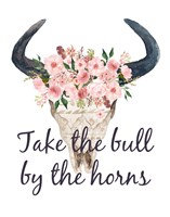 Pink Floral Bull Skull Fine Art Print