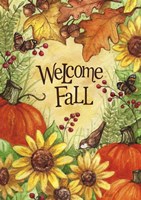 Welcome Fall Pumpkins And Leaves Fine Art Print