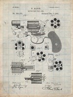 Revolving Fire Arm Patent - Antique Grid Parchment Fine Art Print