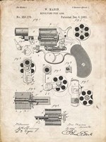 Revolving Fire Arm Patent - Vintage Parchment Fine Art Print