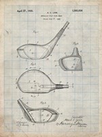 Metallic Golf Club Head Patent - Antique Grid Parchment Fine Art Print
