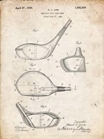 Metallic Golf Club Head Patent - Vintage Parchment Fine Art Print