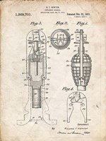 Explosive Missile Patent - Vintage Parchment Fine Art Print