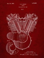 Engine Patent - Burgundy Fine Art Print