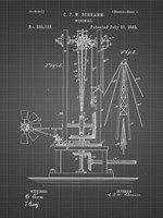 Windmill Patent - Black Grid Fine Art Print