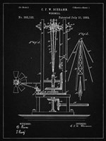 Windmill Patent - Vintage Black Framed Print