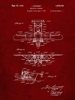 Amphibian Aircraft Patent - Burgundy Fine Art Print