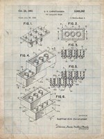 Toy Building Brick Patent - Antique Grid parchment Fine Art Print