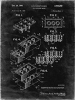 Toy Building Brick Patent - Black grunge Fine Art Print