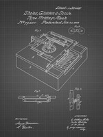 Type Writing Machine Patent - Black Grid Fine Art Print