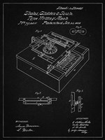 Type Writing Machine Patent - Vintage Black Fine Art Print