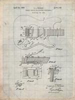 Tremolo Device for Stringed Instruments Patent - Antique Grid Parchment Fine Art Print