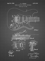 Tremolo Device for Stringed Instruments Patent - Black Grid Fine Art Print