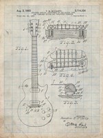 Guitar & Combined Bridge & Tailpiece Therefor Patent - Antique Grid Parchment Fine Art Print