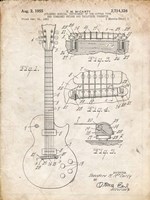 Guitar & Combined Bridge & Tailpiece Therefor Patent - Vintage Parchment Fine Art Print