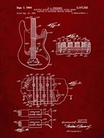 Electric Guitar Patent - Burgundy Fine Art Print