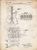 Electric Guitar Patent - Vintage Parchment Fine Art Print