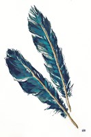 Gold Feathers III Indigo Fine Art Print