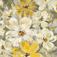 Scattered Spring Petals Yellow Gray Crop Fine Art Print