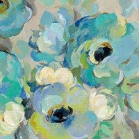 Fresh Teal Flowers III Fine Art Print