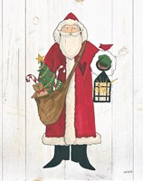 Vintage St Nick I no Words on White Wood Framed Print