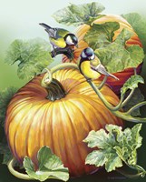 Two Birdies On Pumpkin Fine Art Print