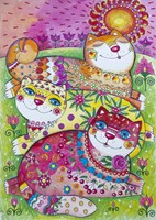 3 Happy Cats Fine Art Print