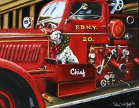 Dalmation Christmas Firetruck Fine Art Print