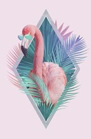 Tropical Leaves & Flamingo Fine Art Print