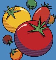 Various Tomatoes On Blue Fine Art Print