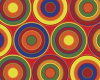 Circles Abstract On Red Fine Art Print