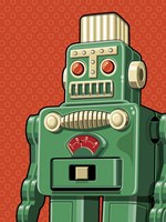 Vintage Green Robot Fine Art Print