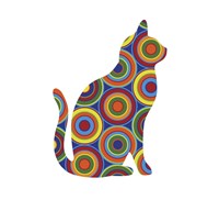 Cat Sitting Abstract Circles Fine Art Print