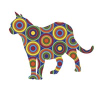 Cat Standing Abstract Circles Fine Art Print