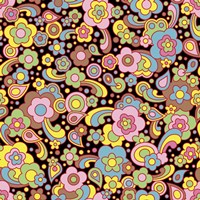 Paisley Pattern On Black Fine Art Print