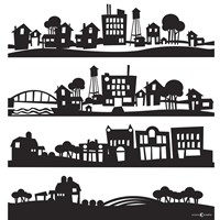 Tinytown Silhouettes Stacked Fine Art Print