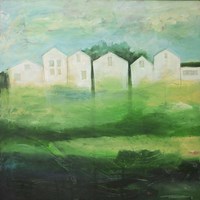 White Houses In Row By Field Fine Art Print
