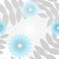 Flowers And Leaves Pattern Baby Blue Fine Art Print
