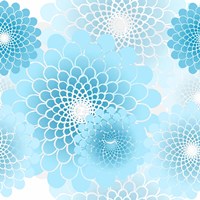 Spiral Flowers Pattern Baby Blue Fine Art Print