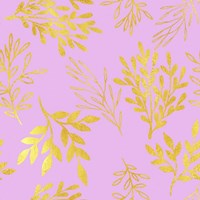 Golden Leaves on Pink Pattern Fine Art Print