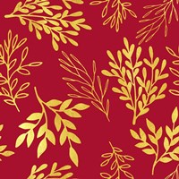 Golden Leaves on Venetian Red Fine Art Print