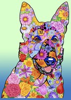 Flowers German Shepherd Fine Art Print