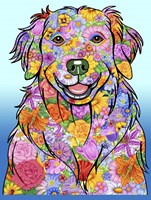 Flowers Golden Retriever Fine Art Print