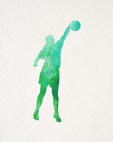 Basketball Girl Watercolor Silhouette Part I Framed Print