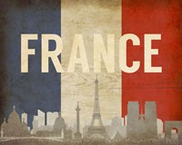 Paris, France - Flags and Skyline Fine Art Print