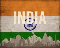 New Delhi, India - Flags and Skyline Fine Art Print