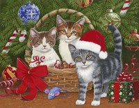 Christmas Kittens in a Basket Fine Art Print