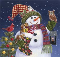 Snowman with Lantern Fine Art Print